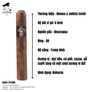 Xì Gà Romeo y Julieta Esteli Robusto - Hộp 20 Điếu Chính Hãng