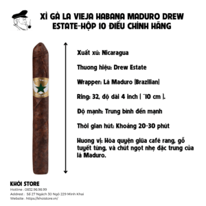 Xì Gà La Vieja Habana Maduro Drew Estate-Hộp 10 Điếu Chính Hãng
