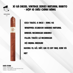Xì Gà Diesel Vintage Series Natural Rabito - Hộp 10 Điếu Chính Hãng