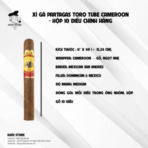 Xì Gà Partagas Toro Tube Cameroon - Hộp 10 Điếu Chính Hãng