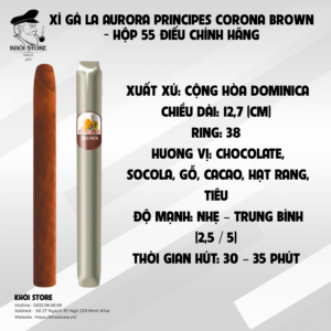 Xì Gà La Aurora Principes Corona Brown - Hộp 55 Điếu Chính Hãng