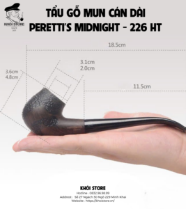 Tẩu Gỗ Mun Cán Dài Peretti’s Midnight - 226 HT