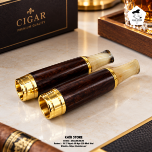 Tẩu Bắt Top Cigar Gỗ Tự Nhiên Bọc Kim Loại Cao Cấp TBT012