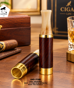 Tẩu Bắt Top Cigar Gỗ Tự Nhiên Bọc Kim Loại Cao Cấp TBT012