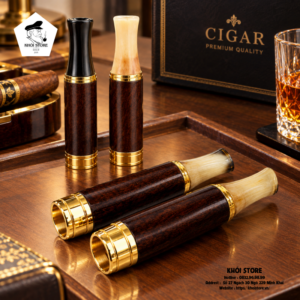Tẩu Bắt Top Cigar Gỗ Tự Nhiên Bọc Kim Loại Cao Cấp TBT012